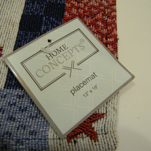 Set of 2 Tapestry Placemats 13"x19" Patriotic Stars & Stripes Heart USA NEW - Picture 3 of 4